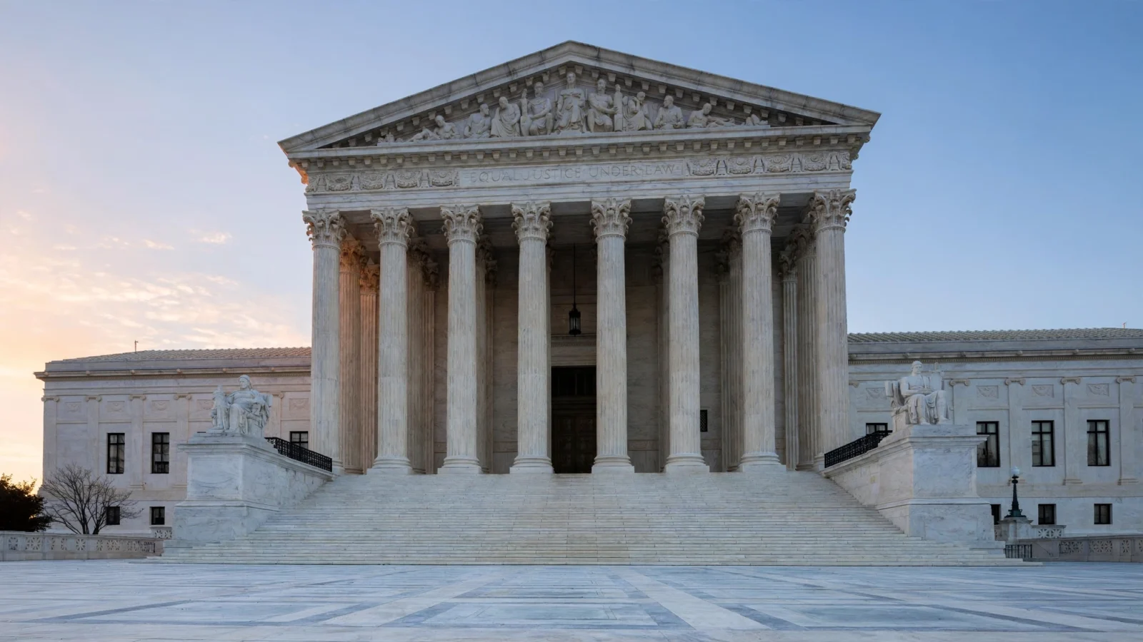 The U.S. Supreme Court building in Washington at dawn