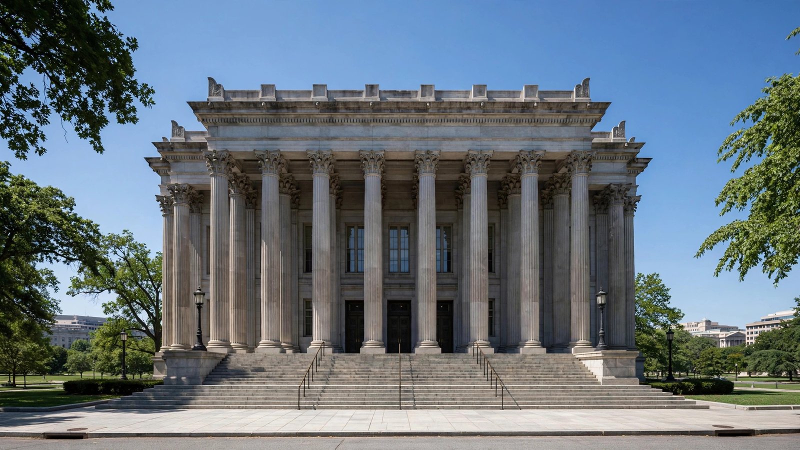 A federal courthouse with stone columns in Washington, D.C.