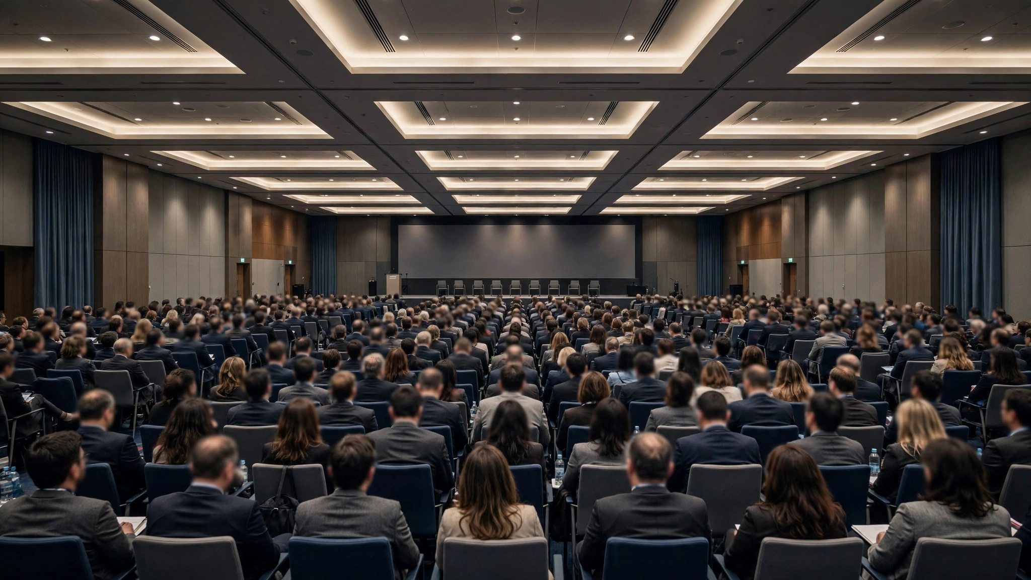 Delegates seated in a large international conference hall.