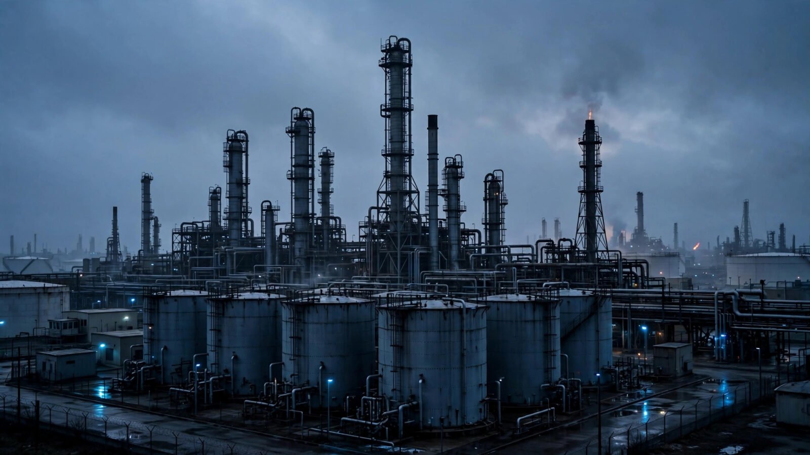 Oil refinery at twilight