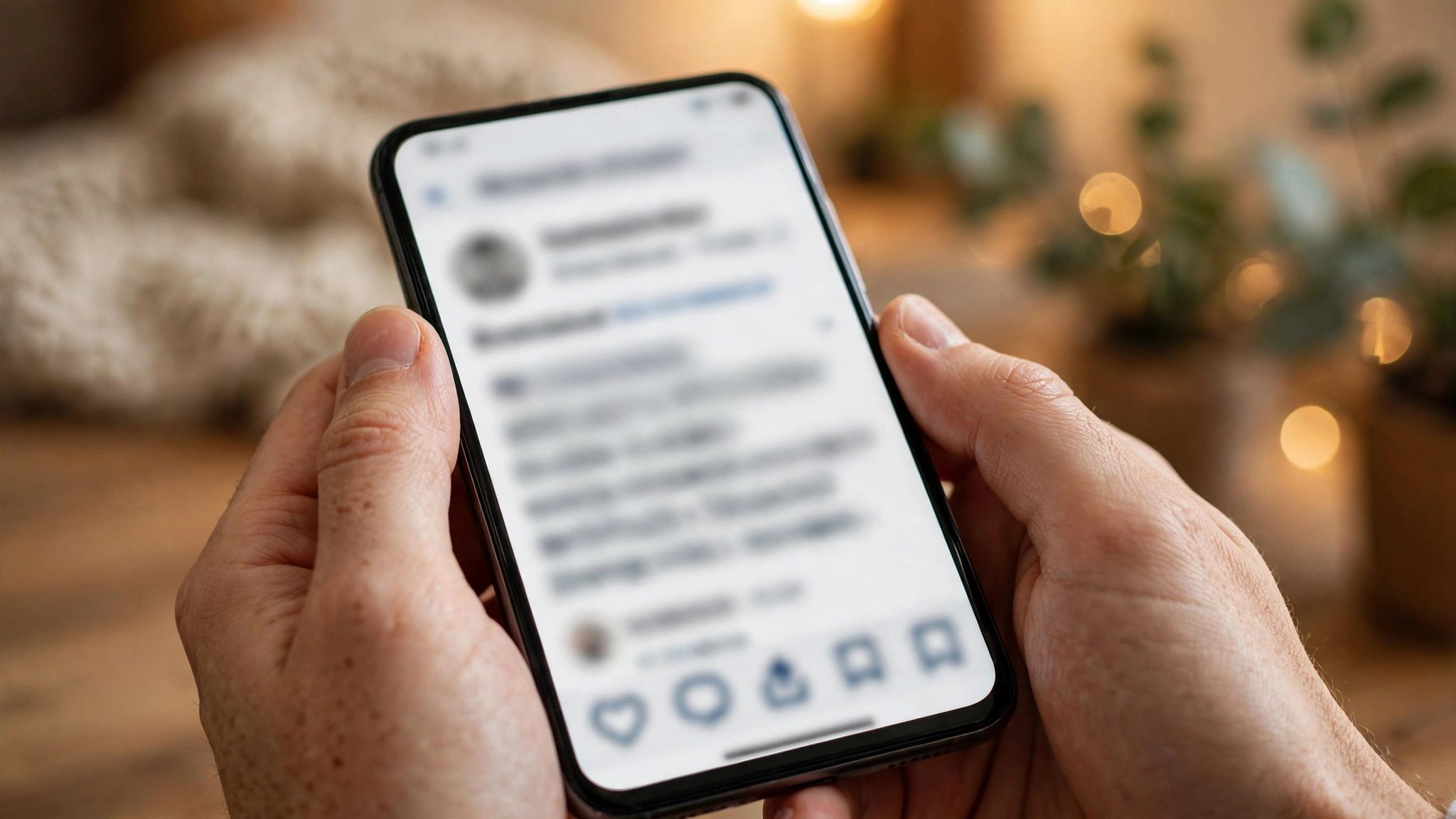 Hands holding a smartphone showing a generic social media post. Katie Zacharia shared her first statement after leaving the press secretary job on social media Friday night.
